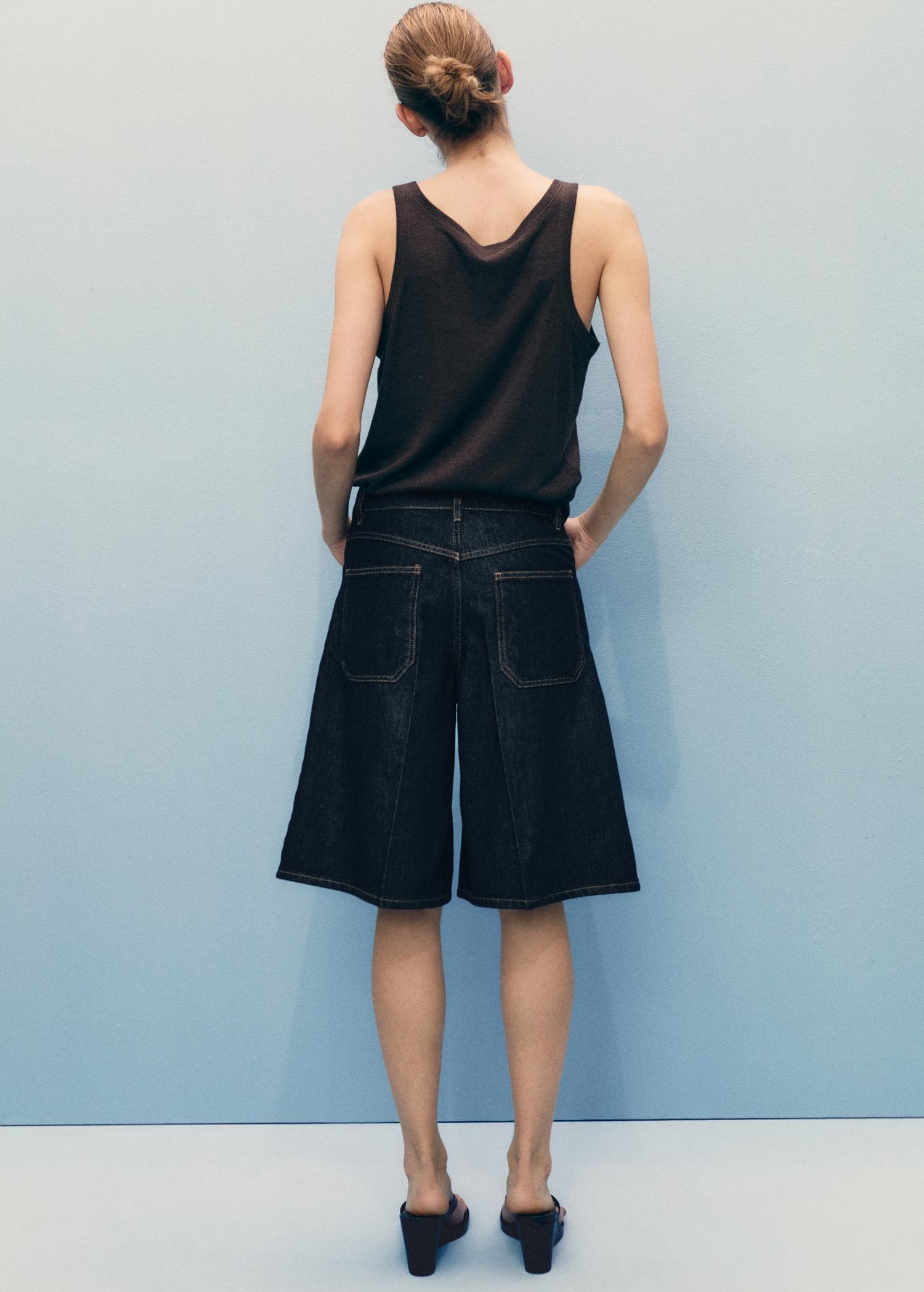 High-rise straight-fit rinse-wash jorts - Women | MANGO USA Product Image