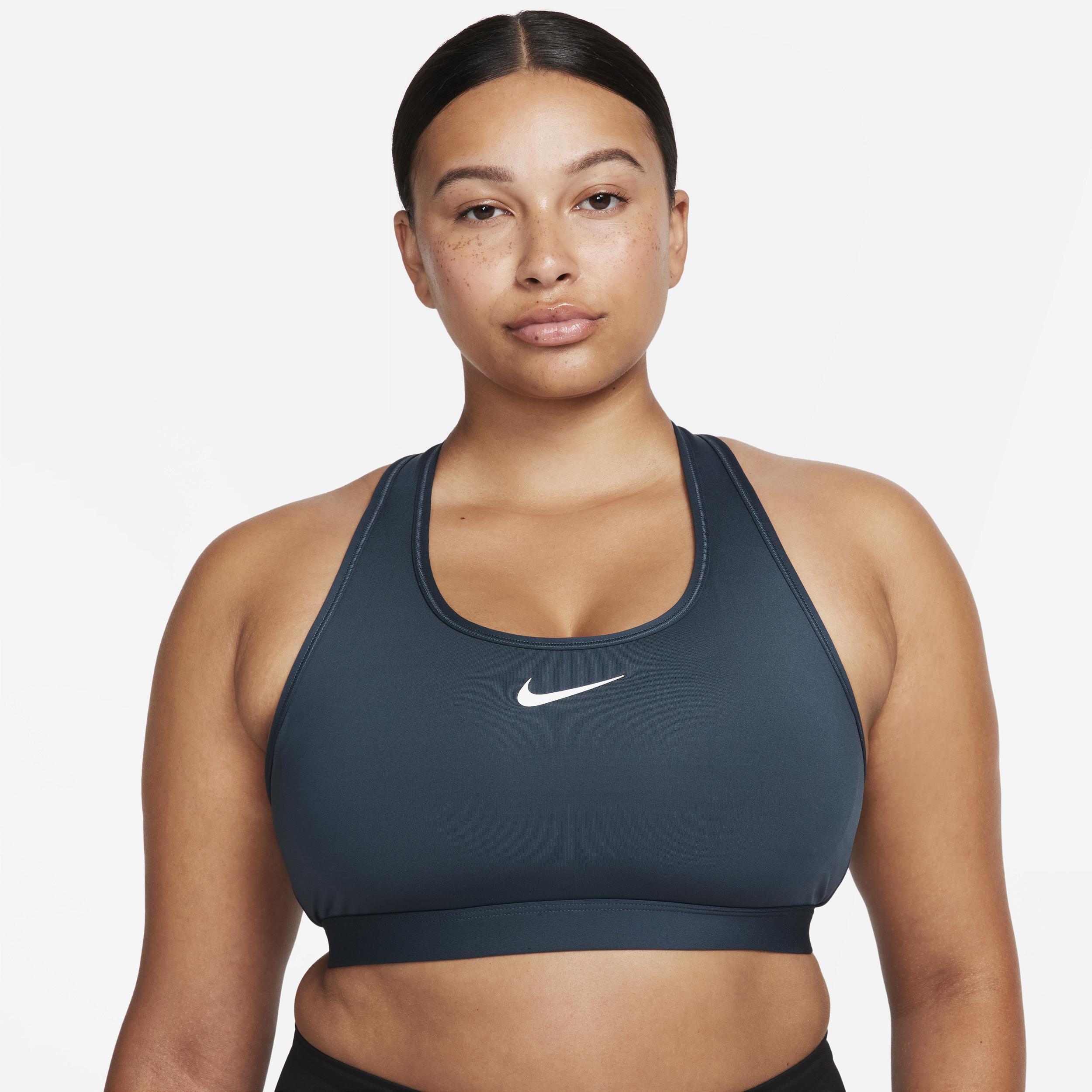 Nike Women's Swoosh Medium Support Sports Bra in White/White Size 2XL 100% Polyester/Spandex Product Image