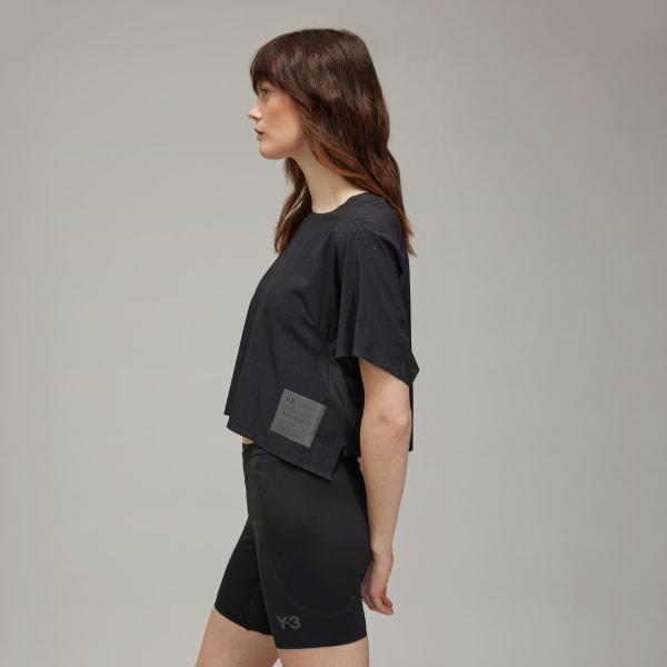 adidas Y-3 Running Short Sleeve Tee Black 2XS Womens Product Image