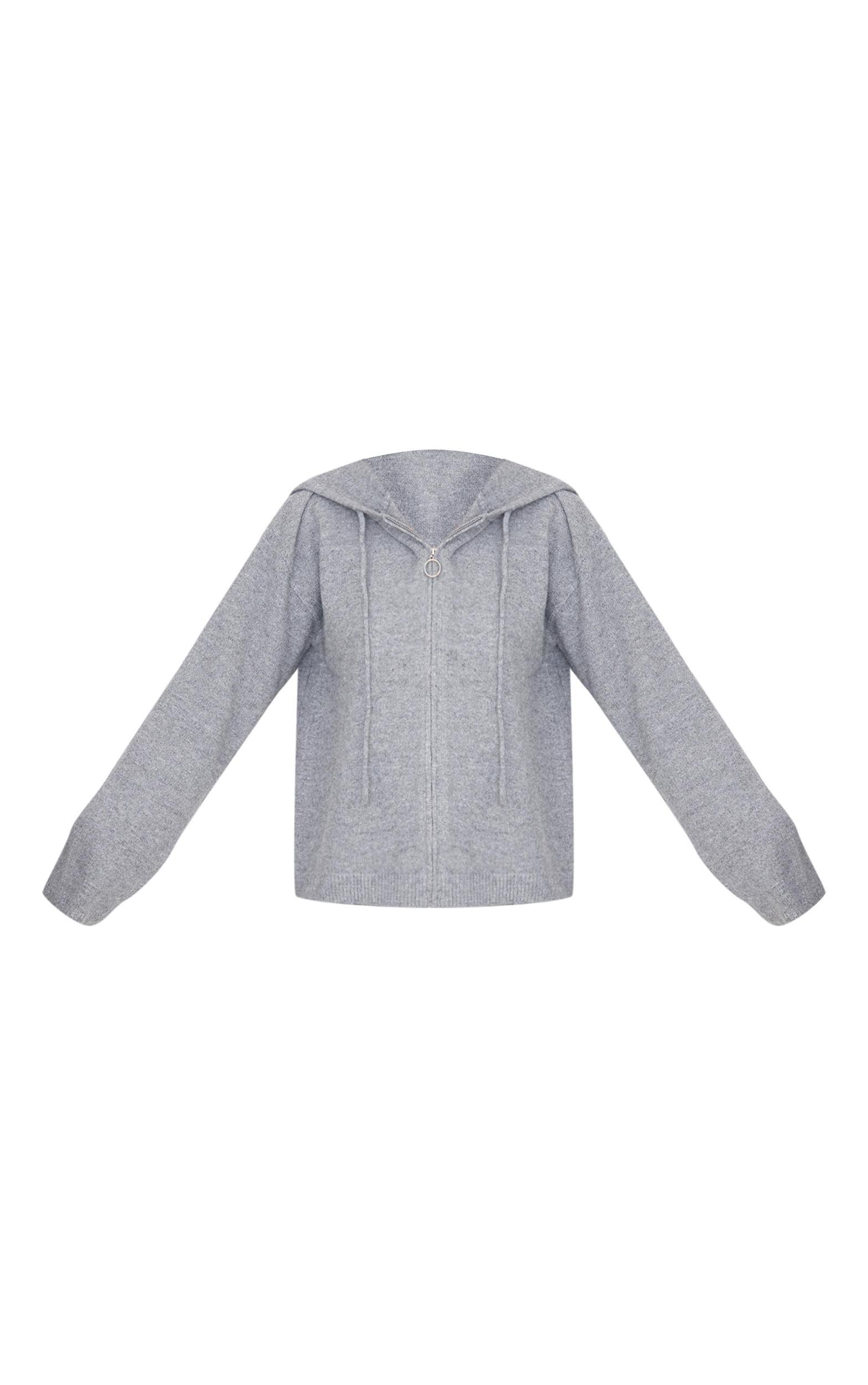 Tall Grey Knit Zip Up Hoodie Product Image