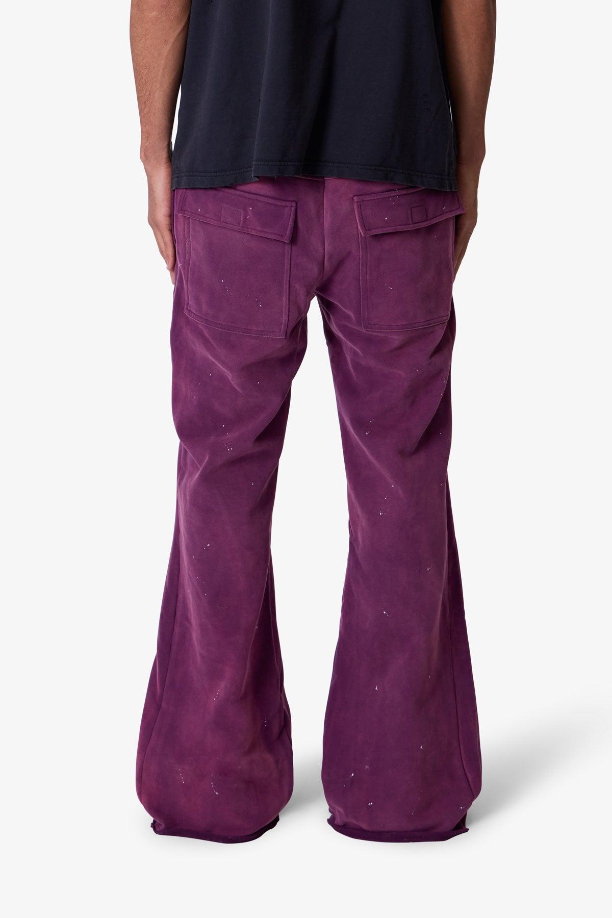 Zipper Flare Sweatpants - Purple Product Image