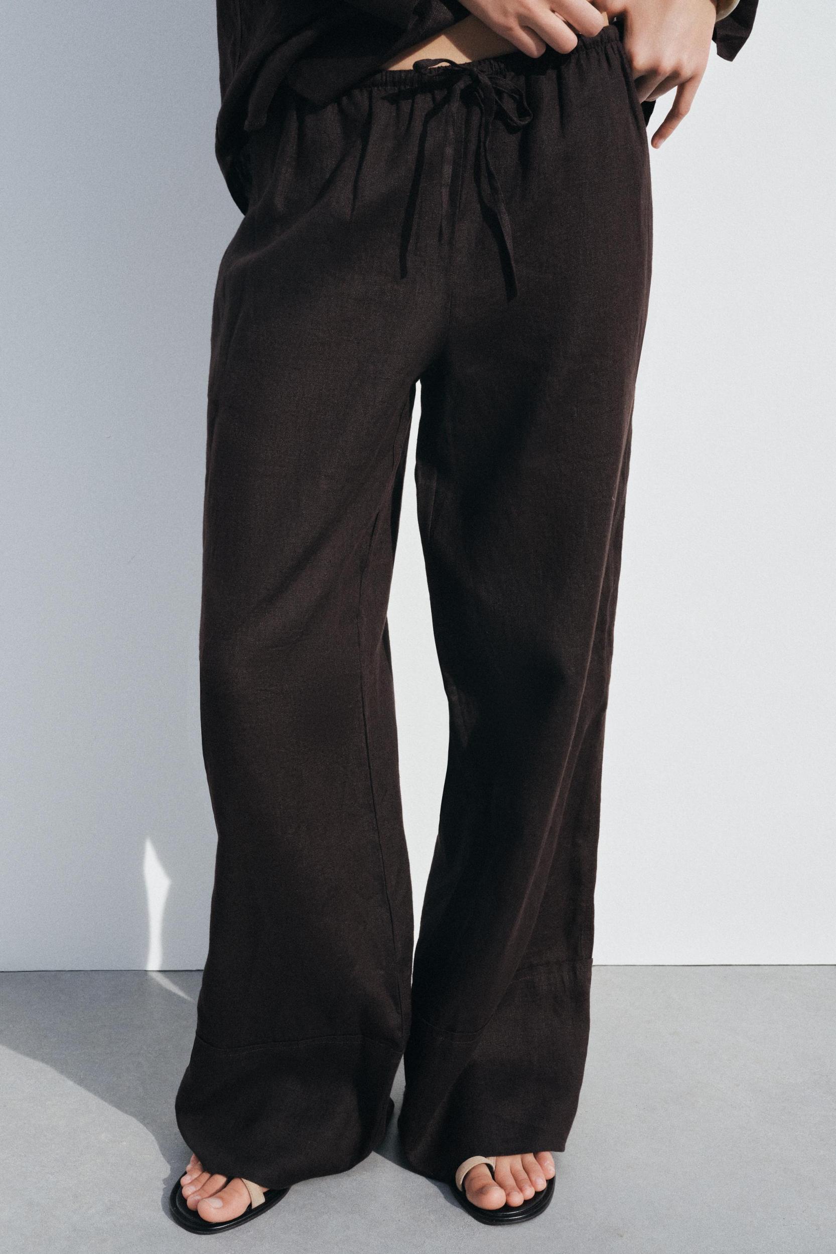 100% LINEN PALAZZO PANTS ZW COLLECTION Product Image
