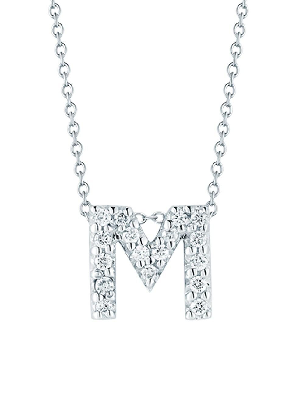 Roberto Coin 18K White Gold Initial Love Letter Pendant Necklace with Diamonds, 16 Product Image