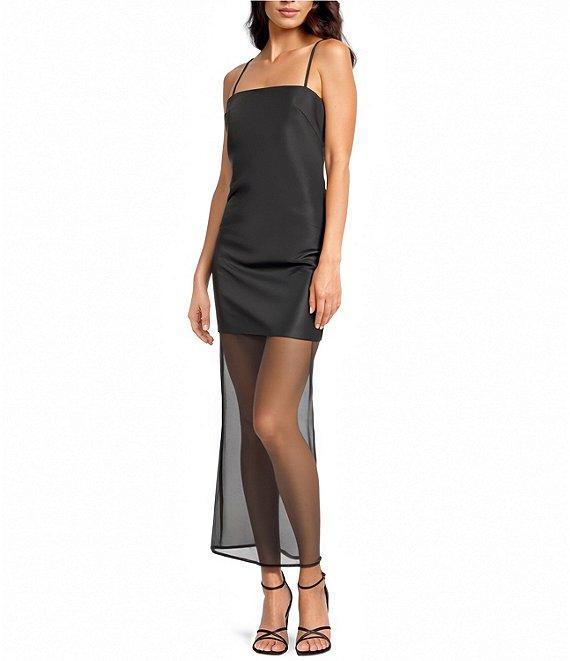 Gianni Bini Tara Organza Square Neck Sleeveless Drop Waist Midi Dress Product Image