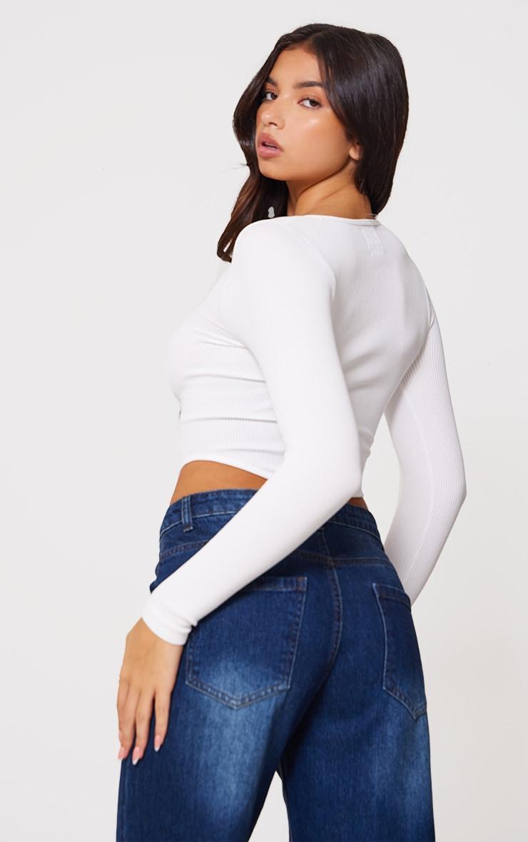 White Snatched Rib Double Zip Top Product Image
