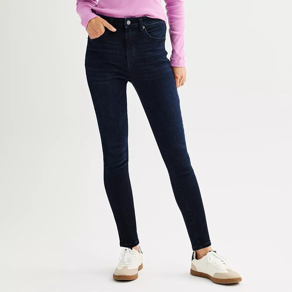 Petite Sonoma Goods For Life® High Rise Skinny Jeans, Women's, Size: 2 Petite, Dark Rinse Blue Product Image