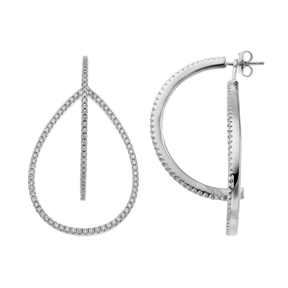 Sterling Silver Cubic Zirconia 3-D Teardrop Earrings, Women's Product Image