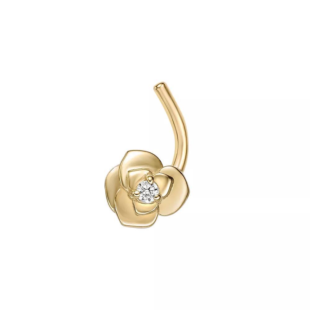 Lila Moon 14k Gold Cubic Zirconia Rose Curved Nose Stud, Women's Product Image