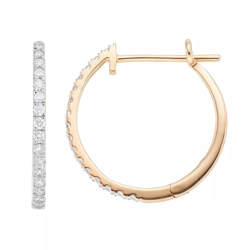 10k Gold 1/2 Carat T.W. Diamond Hoop Earrings, Women's Product Image