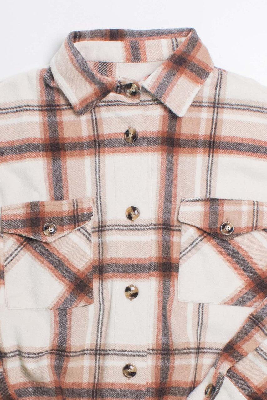 Oversized Rust Brushed Plaid Jacket Product Image