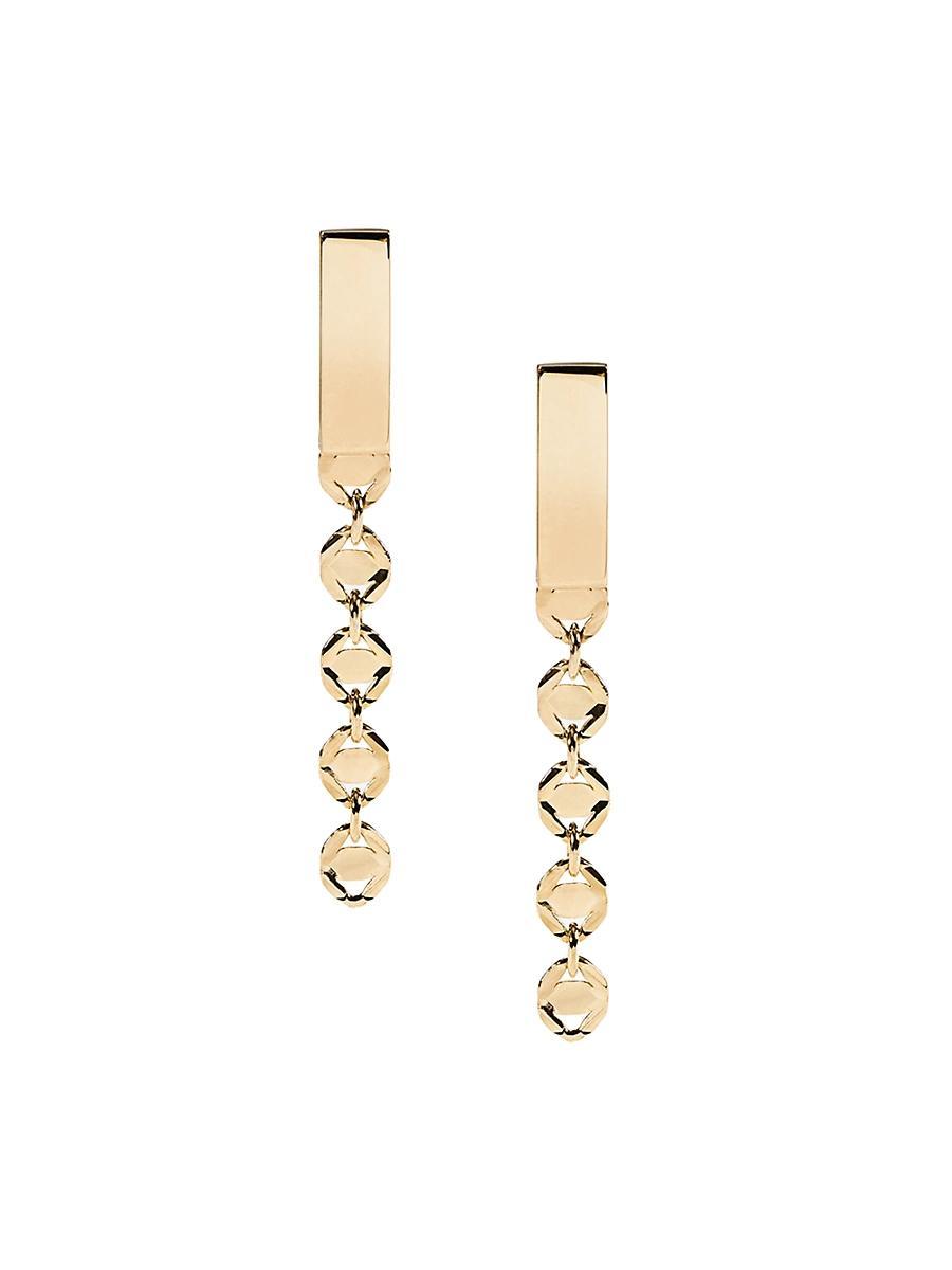 Womens Short 14K Yellow Gold Miami Linear Earrings Product Image