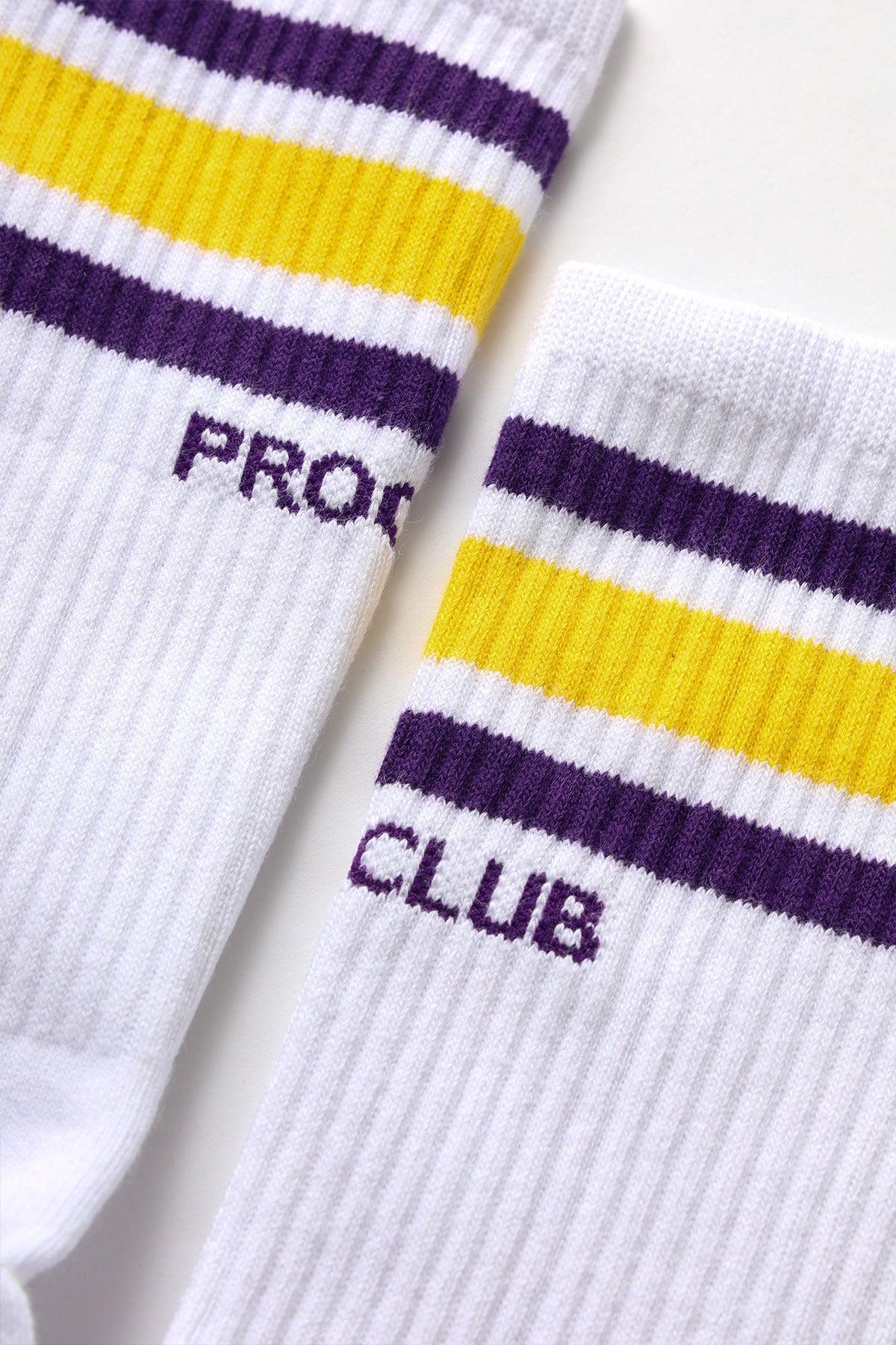 Pro Club - Striped Crew Socks - Purple/Yellow Product Image
