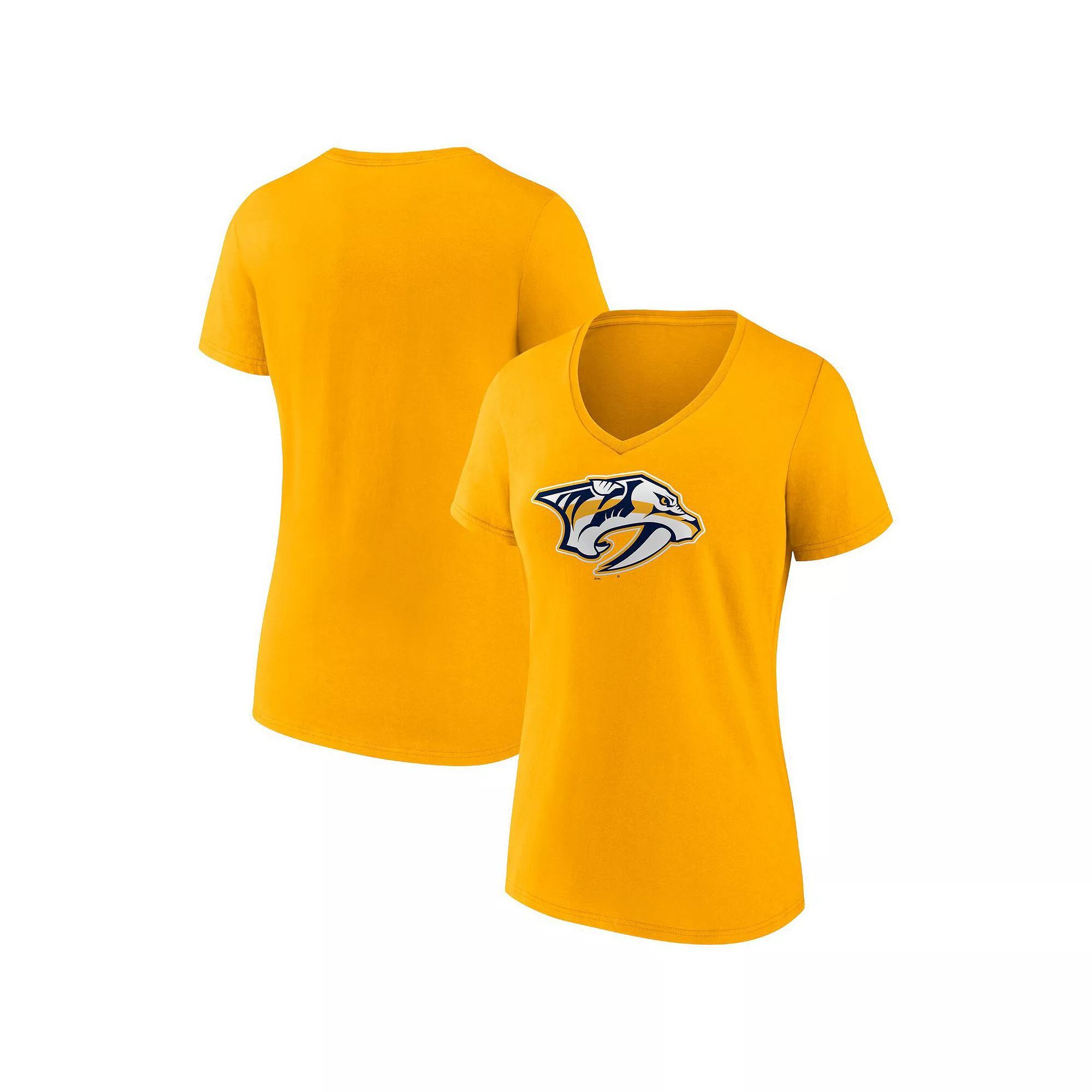 Womens Fanatics Gold Nashville Predators Primary Logo Team V-Neck T-Shirt Product Image