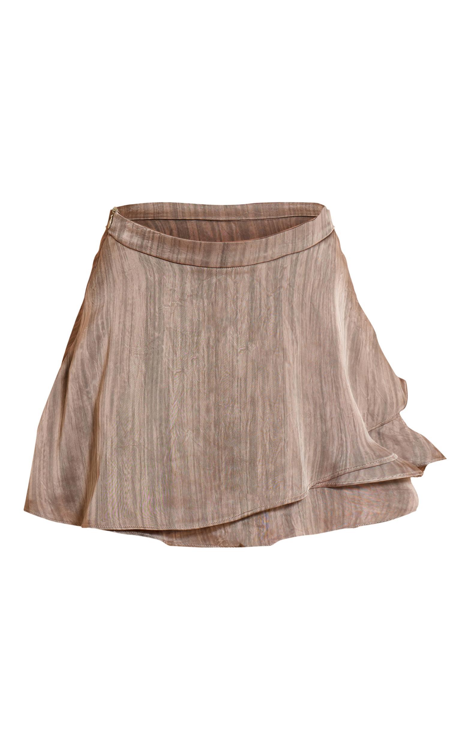  Grey Printed Satin Floaty Mini Skirt Product Image