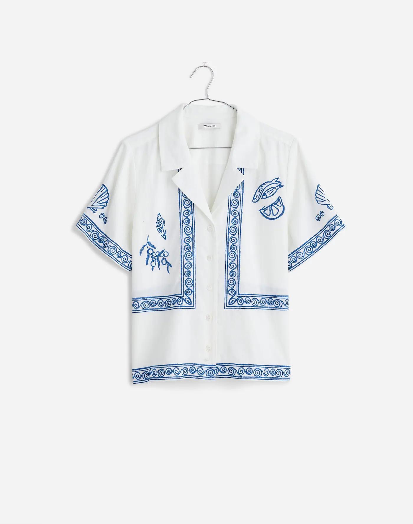 Madewell x Lisa Says Gah! Embroidered Button-Front Shirt Product Image