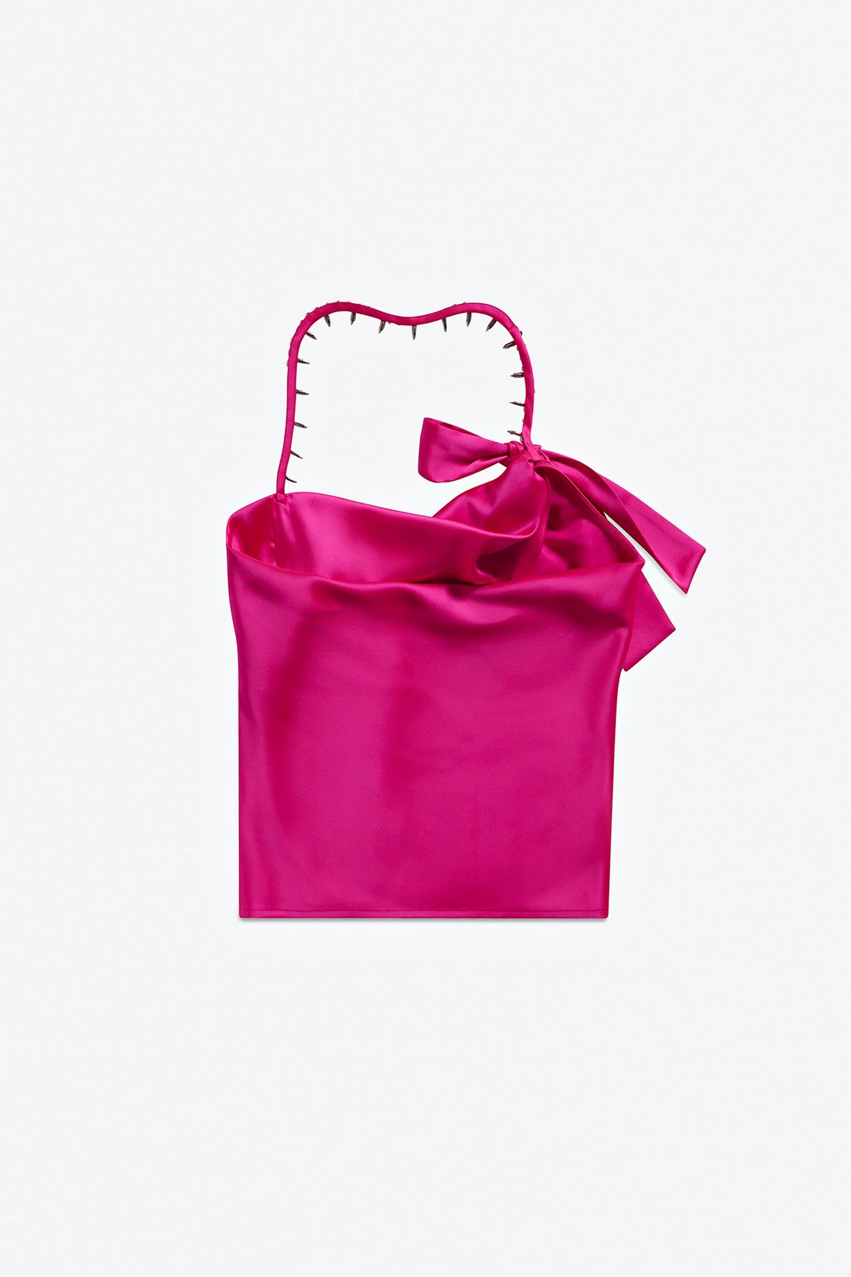 Crystal Embellished Satin Halter Top Product Image