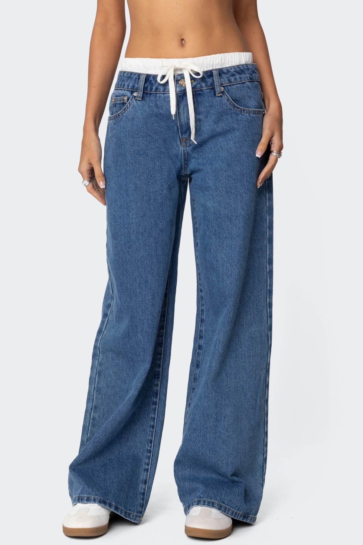 Drawstring Boxer Detail Jeans Product Image