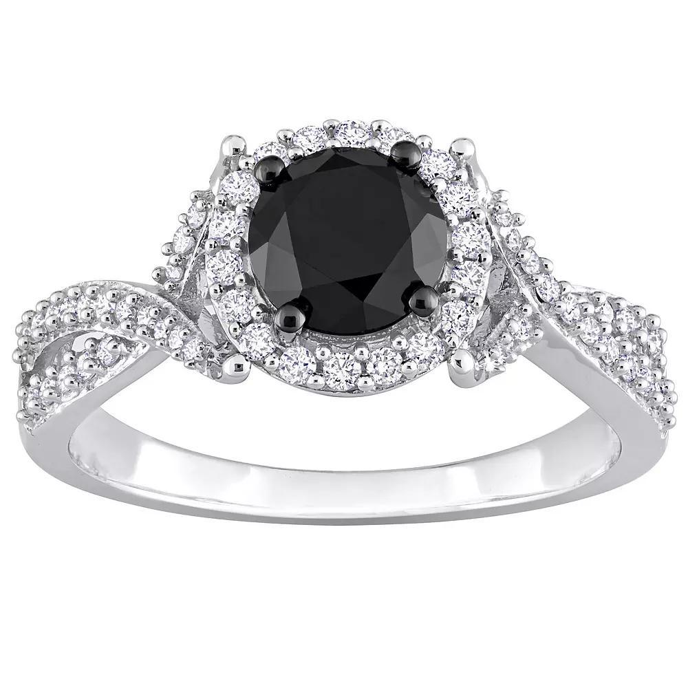 Stella Grace 14k White Gold Black & White Diamond Twist Engagement Ring, Women's, Size: 6 Product Image