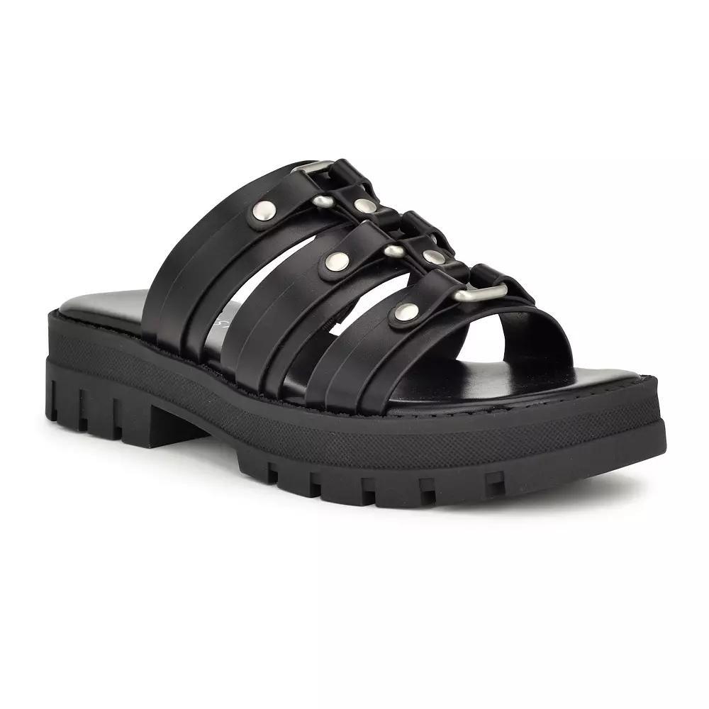 Nine West Cazz Women's Strappy Lug Sole Casual Sandals, Size: 9, Black Product Image