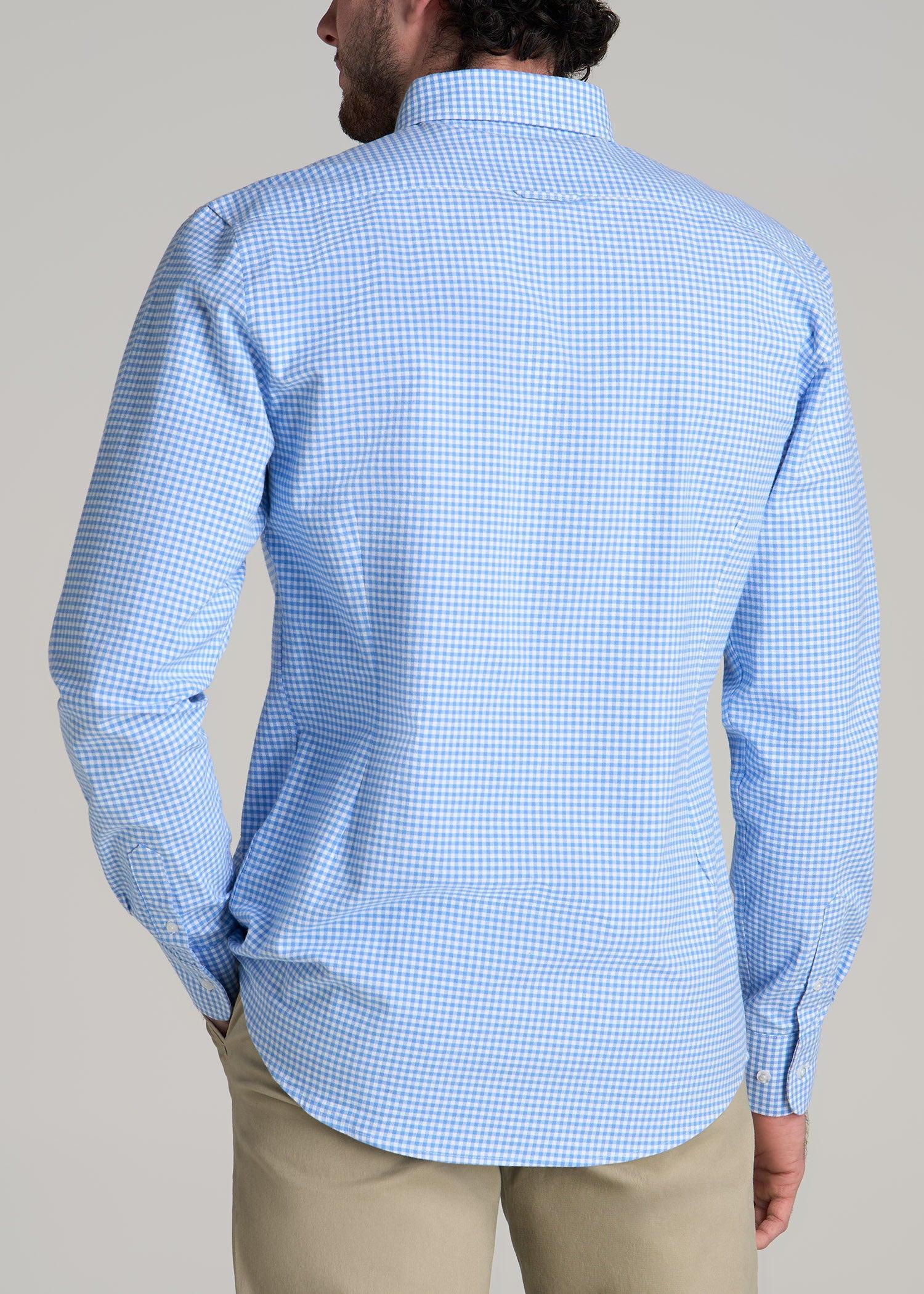 Washed Oxford Shirt for Tall Men in Light Blue Gingham Product Image