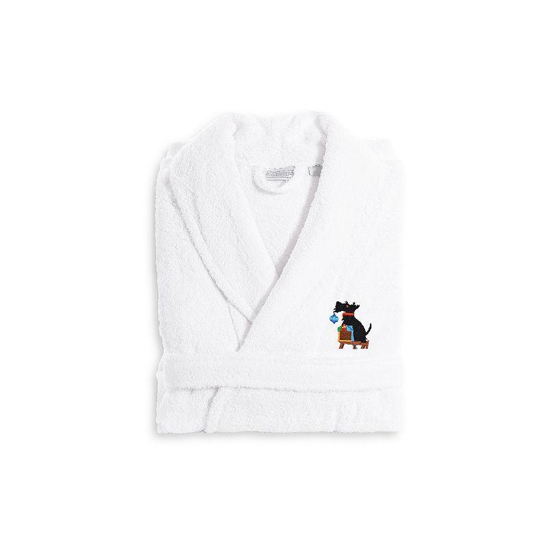 Linum Home Textiles Holiday Embroidered Luxury Terry Cotton Bathrobe, Women's, Size: Small/Medium, Christmas Dog Product Image