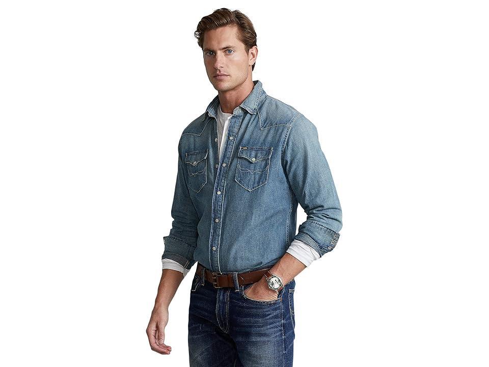 Mens Denim Snap-Front Western Shirt Product Image