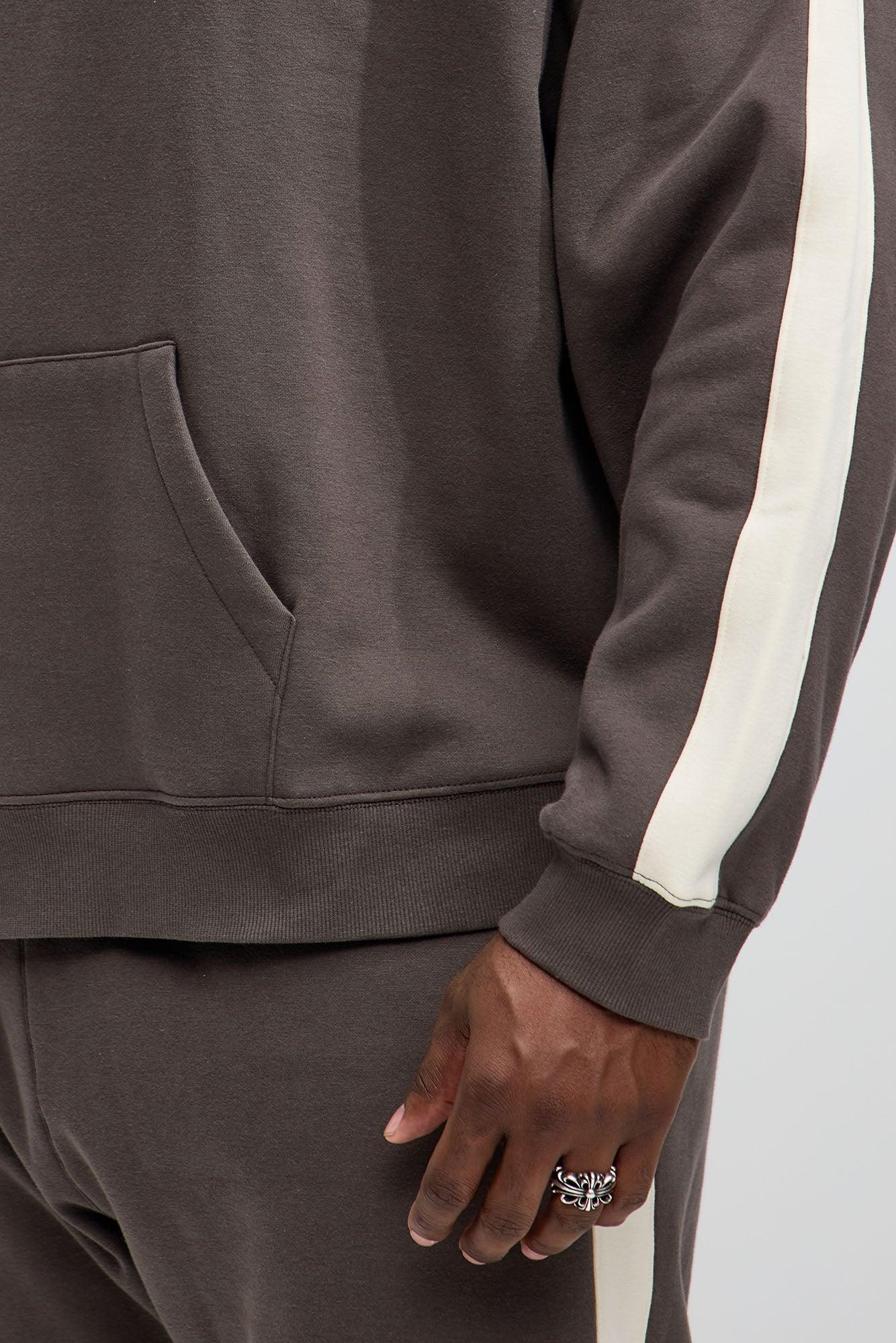 Tyson Heavyweight Oversized Striped Hoodie - Olive Product Image