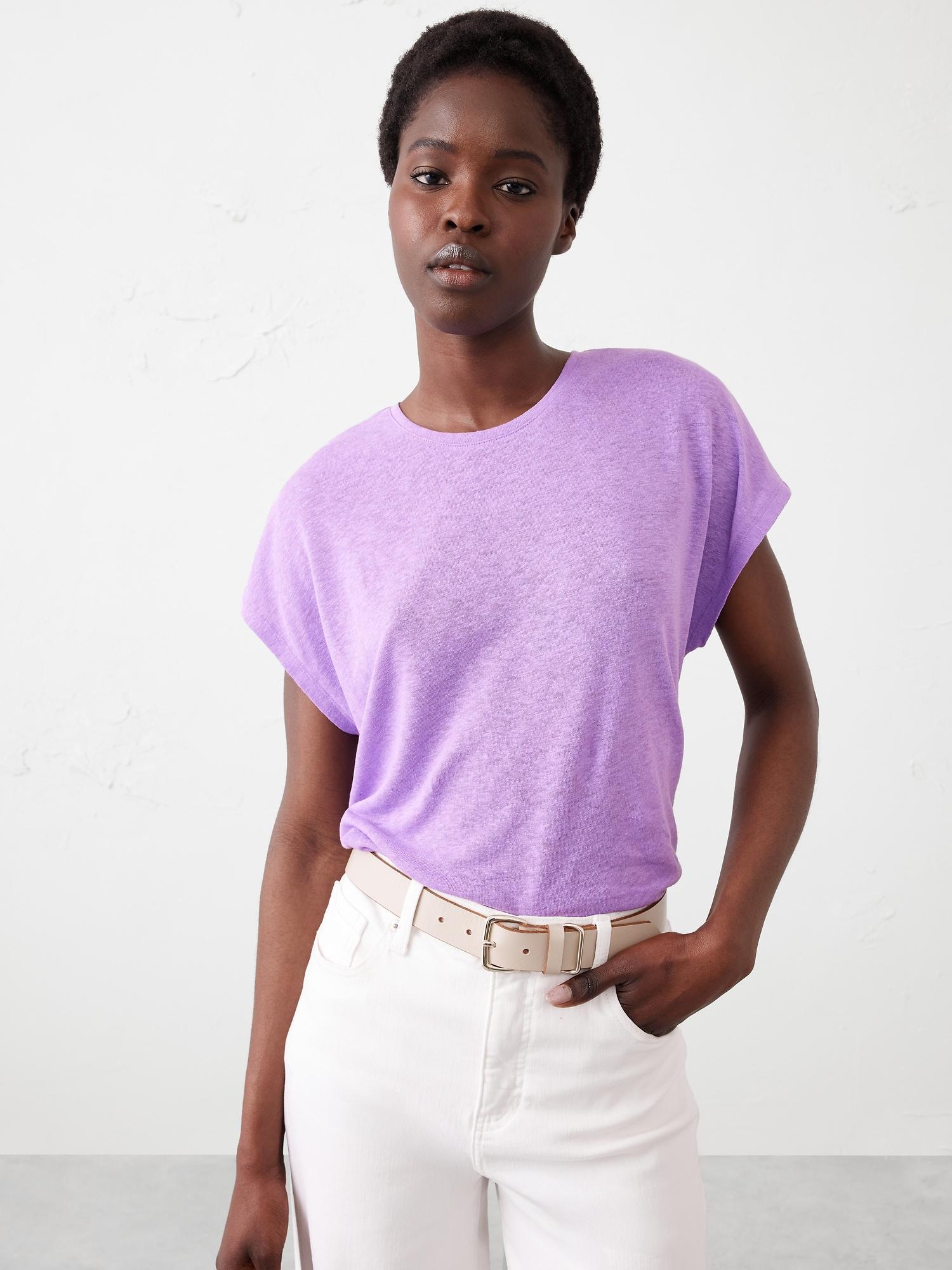 Linen-Blend Dolman T-Shirt Product Image
