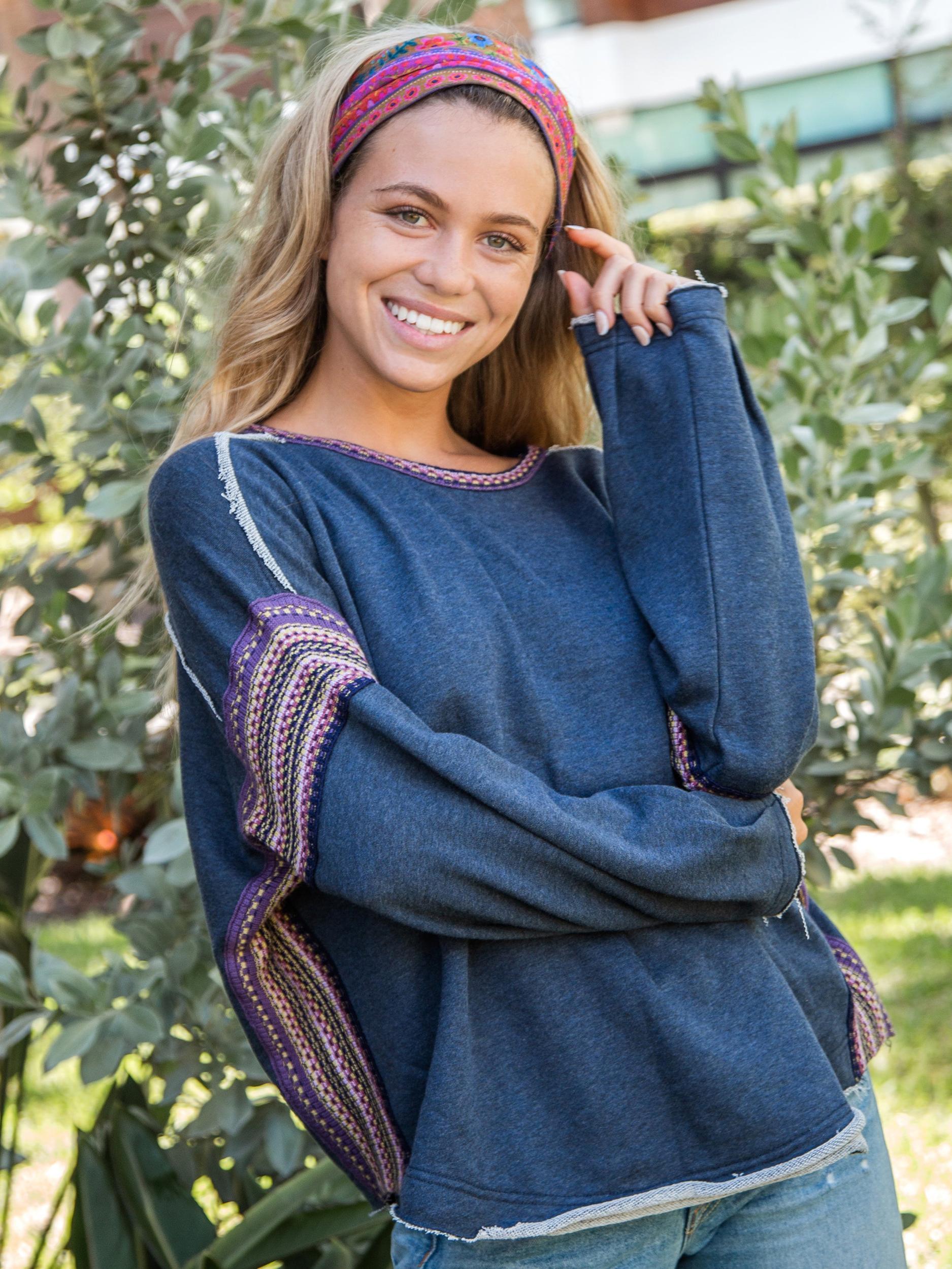 Knit Trim Sweatshirt Product Image