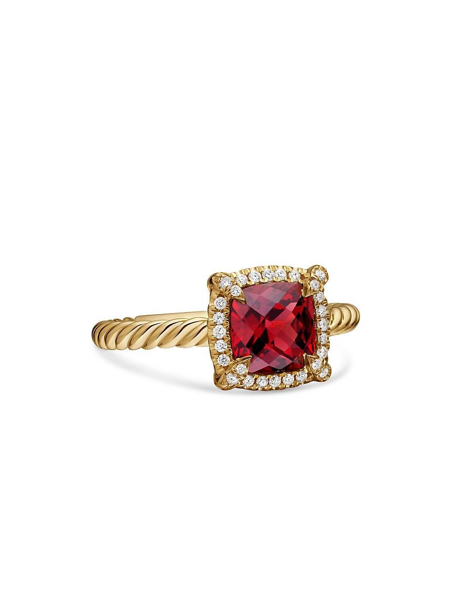 David Yurman Petite Chatelaine Pave Bezel Ring in 18K Yellow Gold with Peridot and Diamonds Product Image