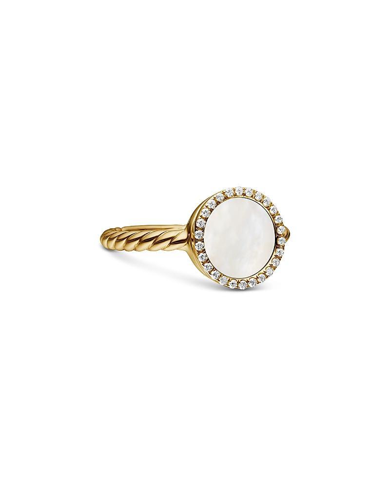 David Yurman Petite Dy Elements Ring in 18K Yellow Gold with Mother-of-Pearl & Pave Diamonds Product Image