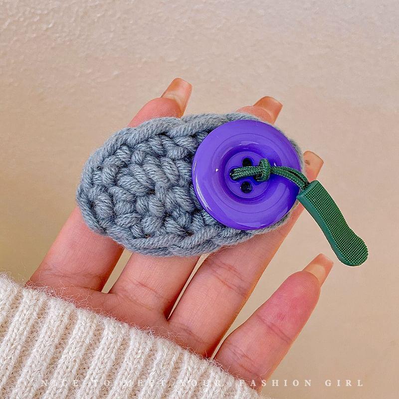 Button Knit Hair Clip Product Image