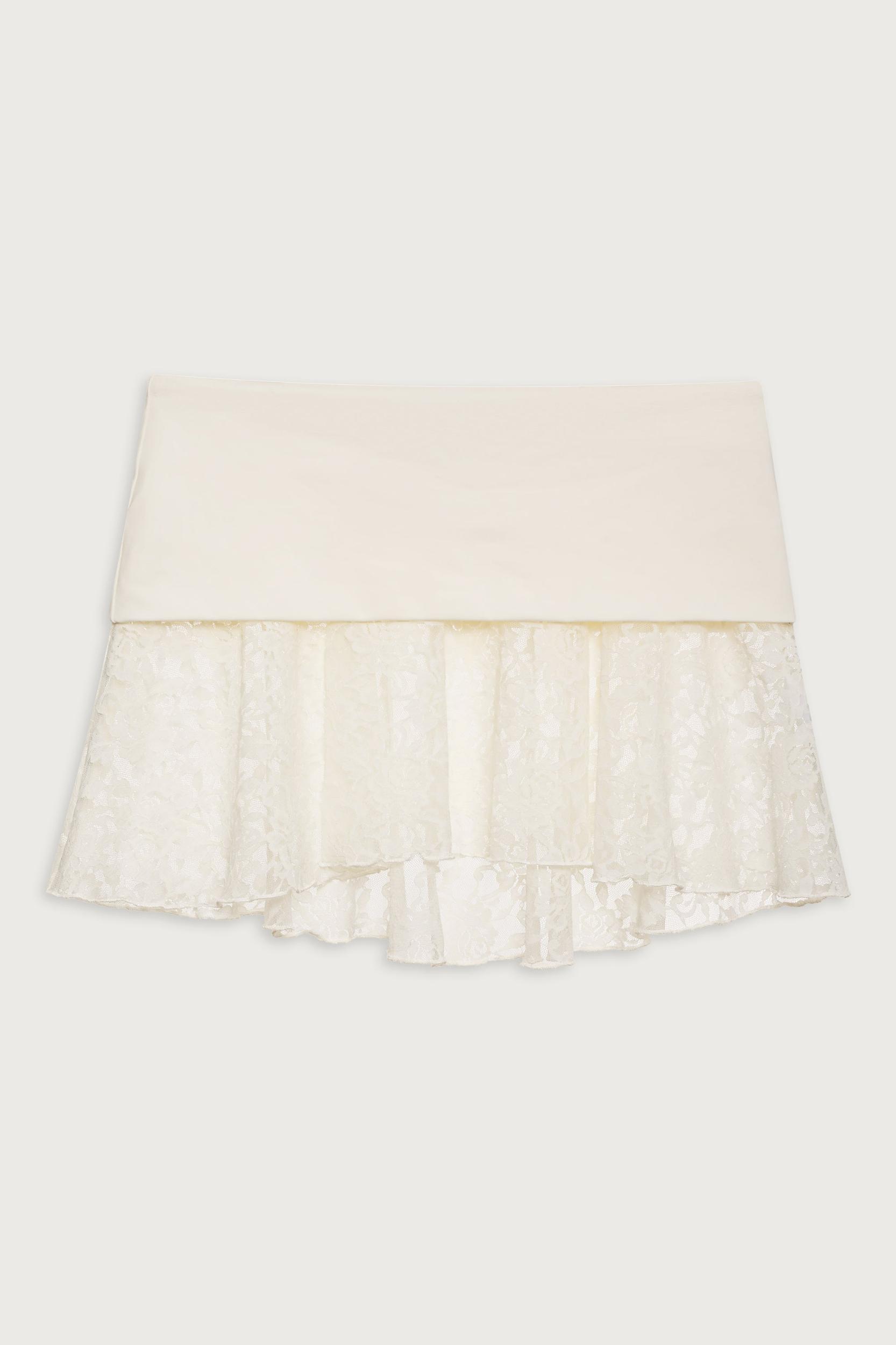 Dream Lace Mini Skirt - Porcelain Product Image