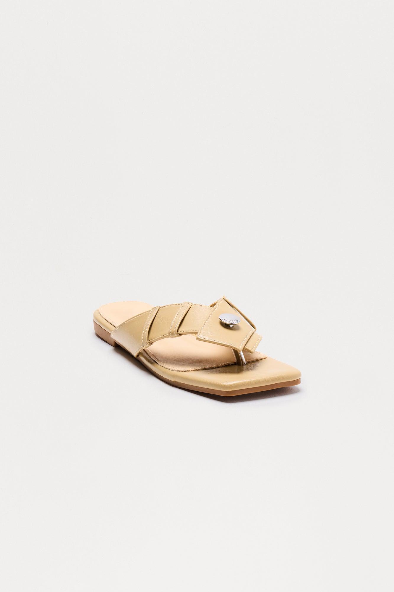 Venture Faux Leather Flip Flops - Beige Female Product Image