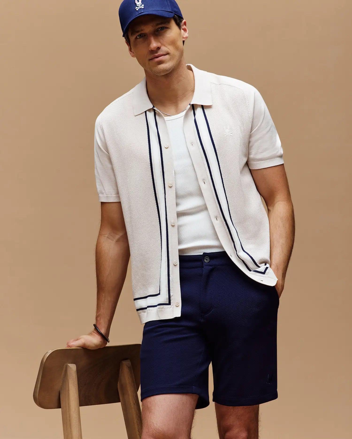 MENS DANNY BORDER STRIPE KNIT SHIRT - MT0400053 Product Image