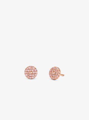 14K -Plated Sterling Silver Pavé Logo Disc Earrings and Necklace Set Product Image