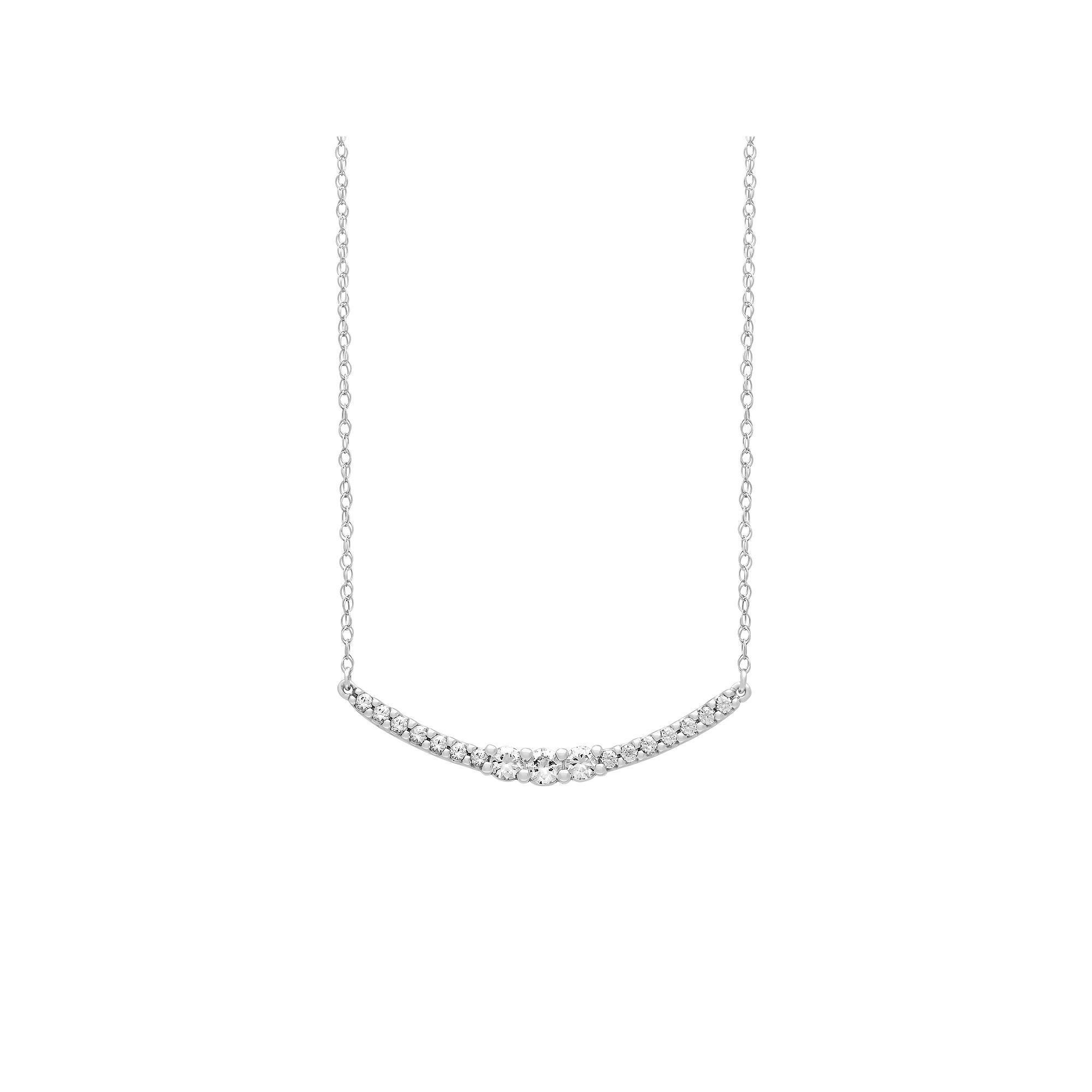 Love Always Sterling Silver Lab-Created White Sapphire Festoon Necklace, Women's, Size: 15-17" ADJ Product Image
