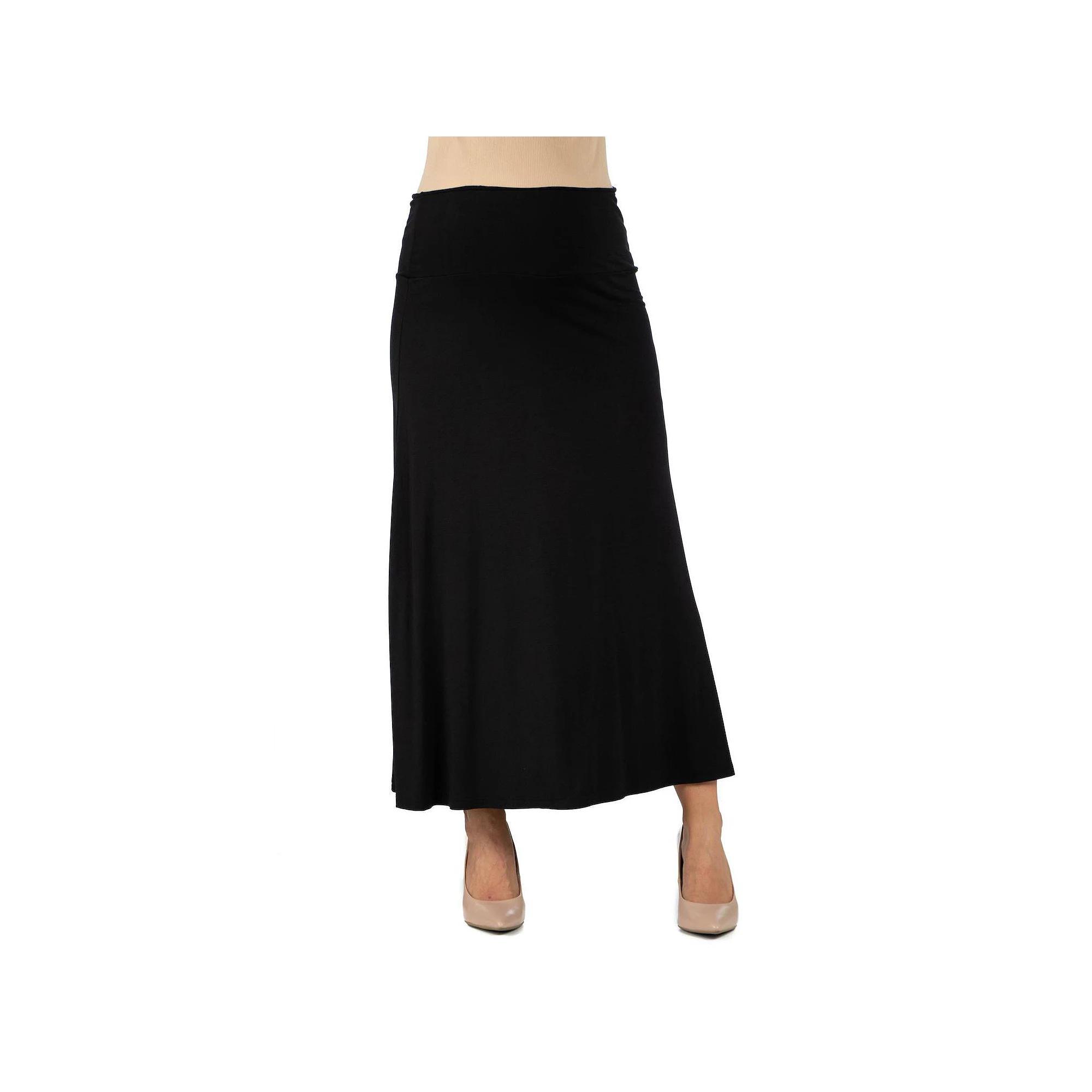 Maternity 24Seven Comfort Apparel Elastic Waist Maxi Skirt, Women's, Size: Small-Mat, Black Product Image
