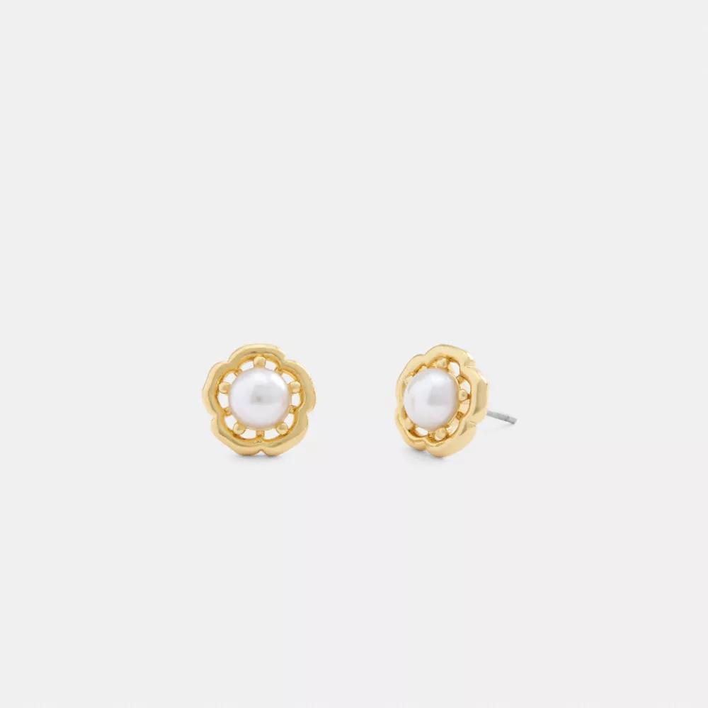 Tea Rose Pearl Necklace And Earrings Set Product Image
