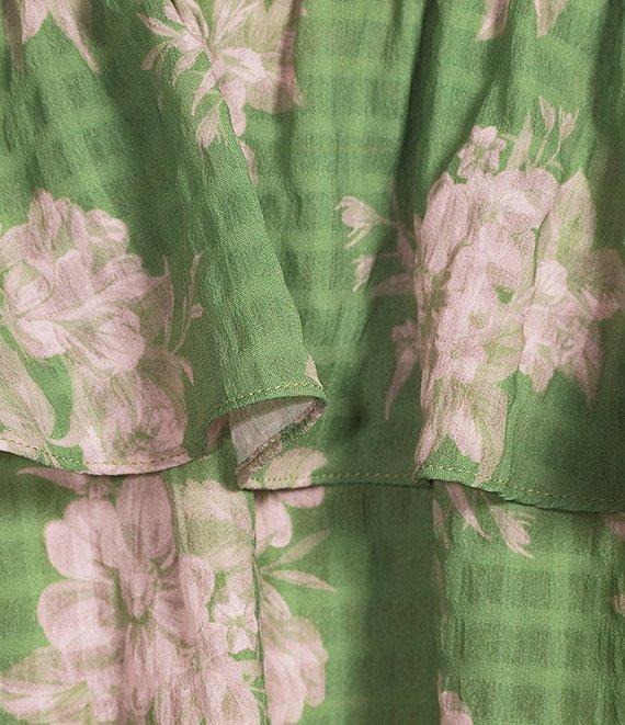 Sadie & Sage Rainy Days Floral Woven Textured Off-The-Shoulder Crop Top Product Image