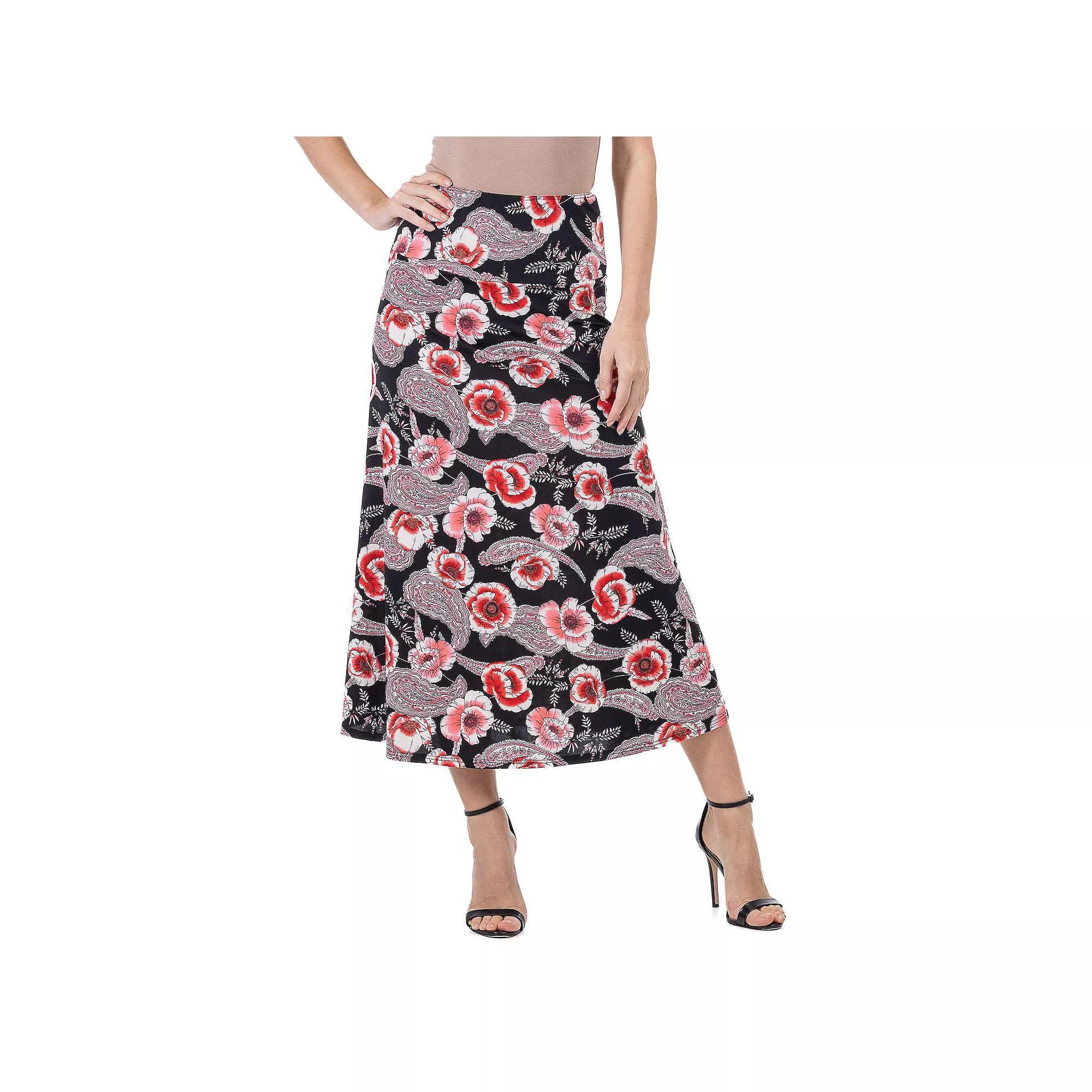 Women's 24Seven Comfort Apparel Floral Maxi Skirt, Size: Medium, Pink Team Product Image