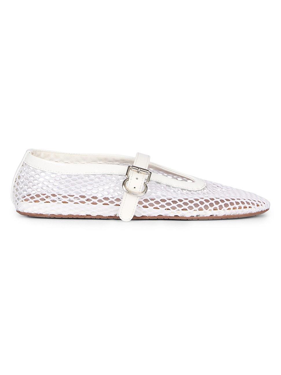 Womens Ballerina Strap Fishnet Flats Product Image