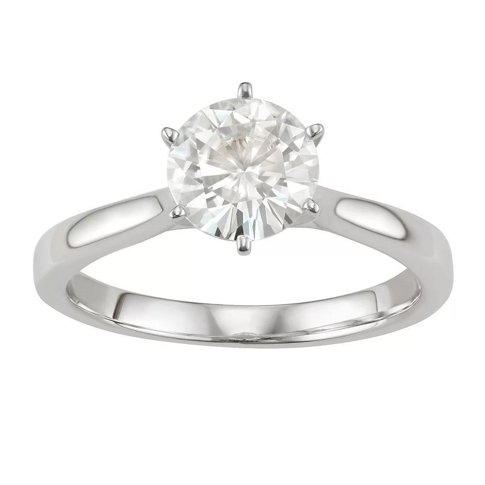 14k Gold 1 1/2 Carat T.W. Lab-Created Moissanite 6-Prong Solitaire Ring, Women's, White Product Image