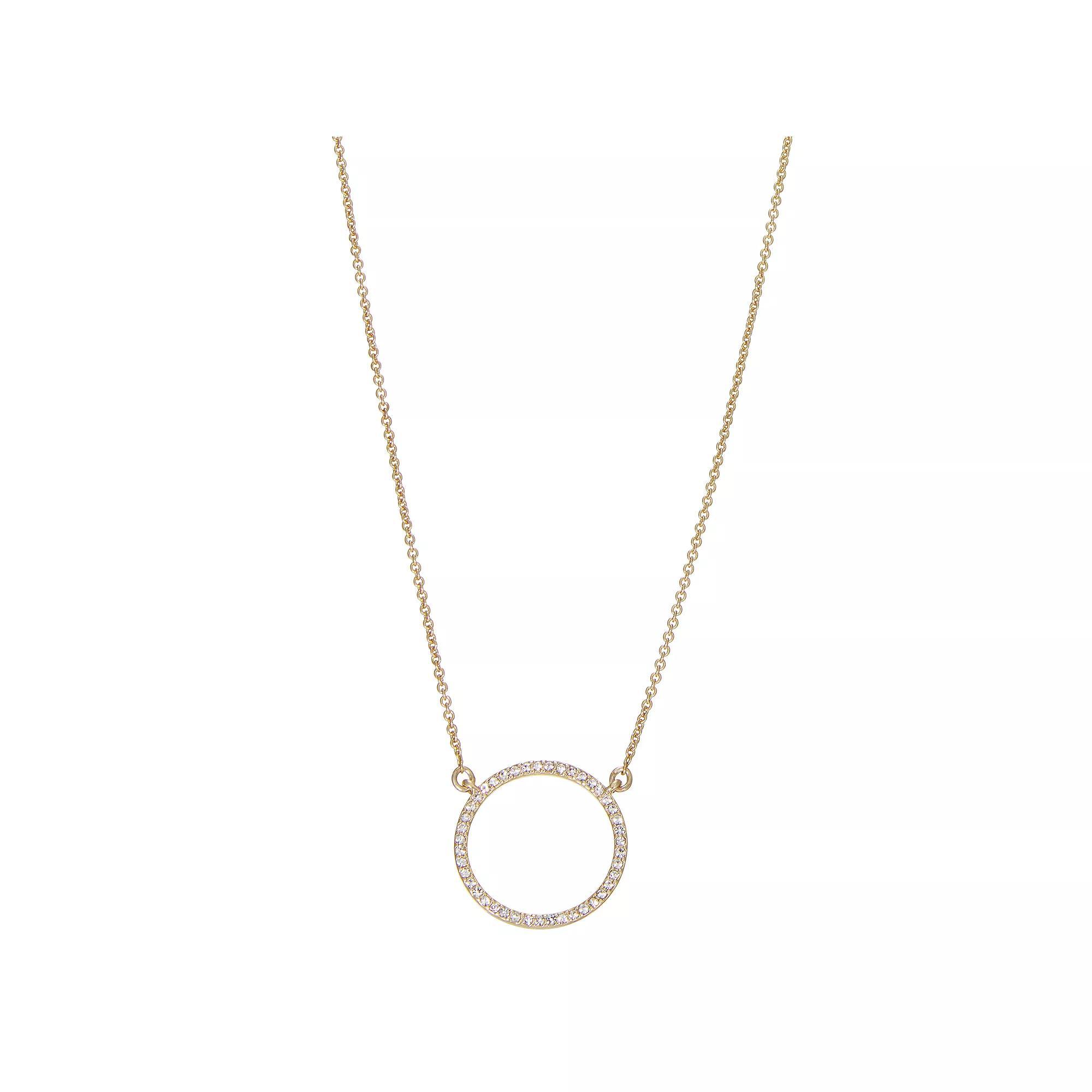 Nine West Crystal Circle Pendant Necklace, Womens, Gold Tone Product Image