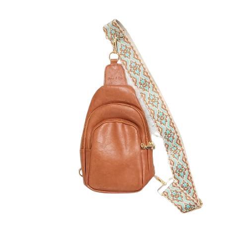 Boho Chic Sling Bag with Embroidered Strap Product Image
