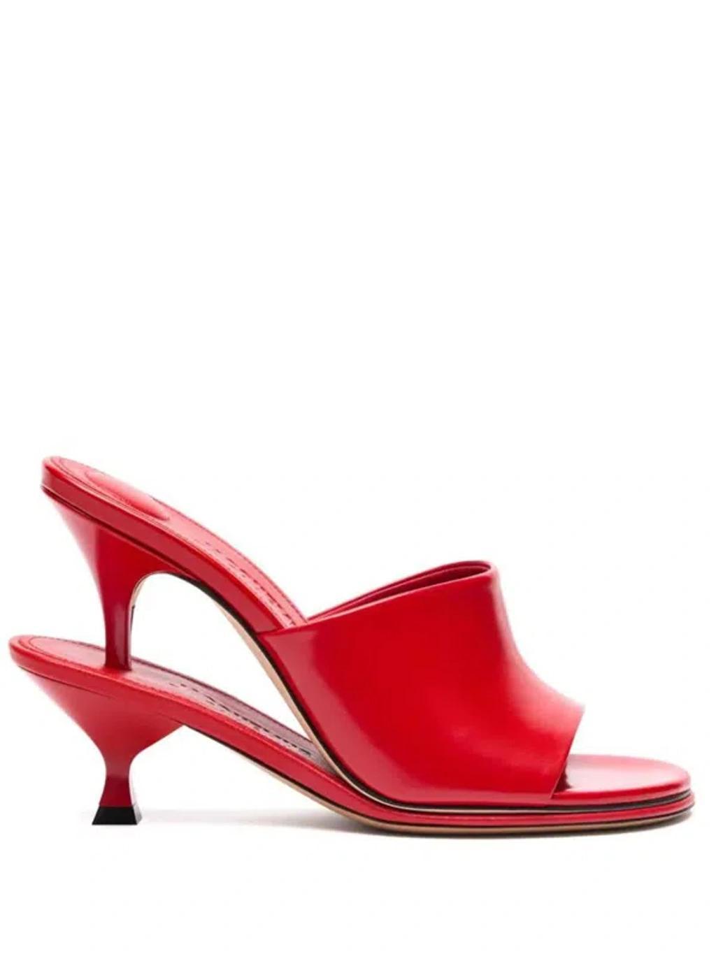 JACQUEMUS Les Doubles Mules Patent Sandals In Red Product Image