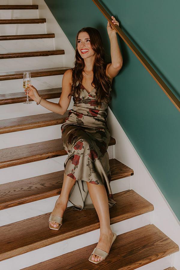 Midnight Garden Satin Floral Maxi Dress Product Image