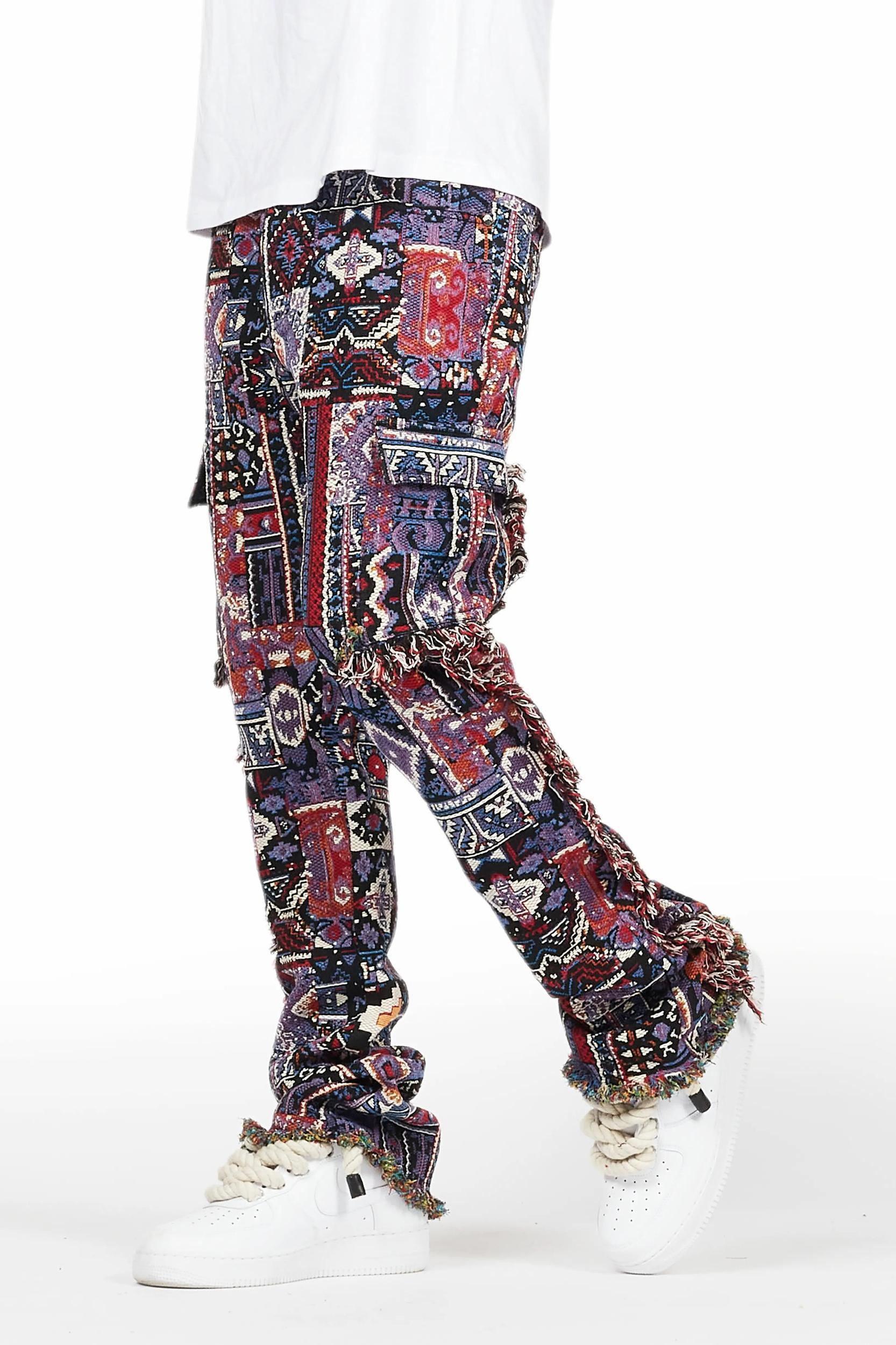 Ayami Purple Slim Tapestry Flare Jean Male Product Image