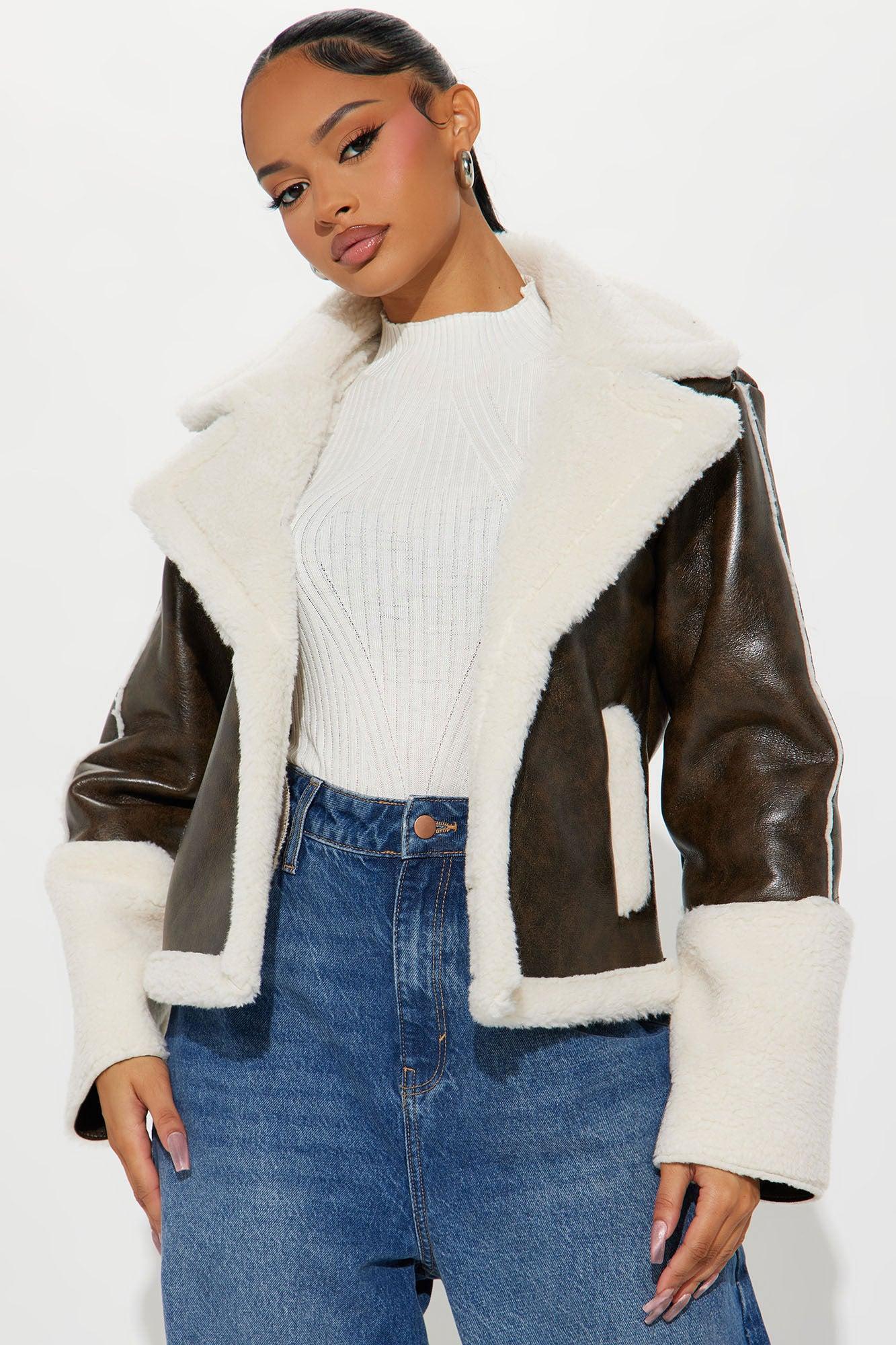 Back To Me Shearling Jacket - Brown/combo Product Image