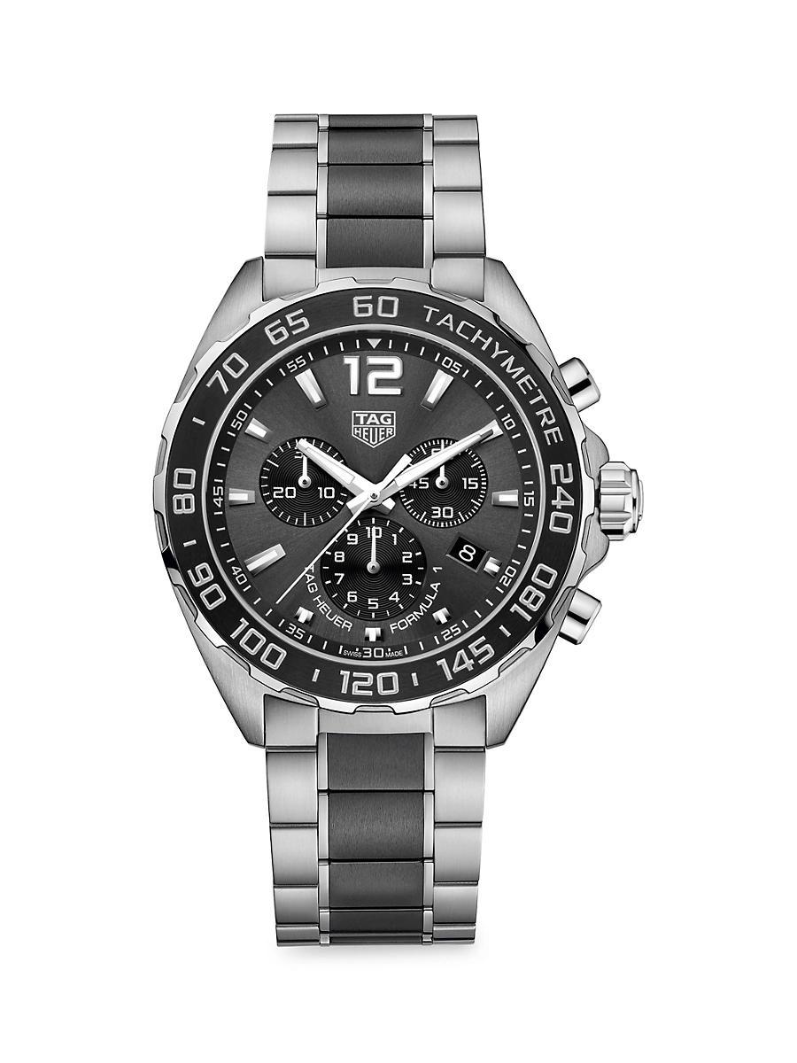 Mens Formula 1 43MM Stainless Steel & Ceramic Quartz Tachymeter Chronograph Bracelet Watch Product Image